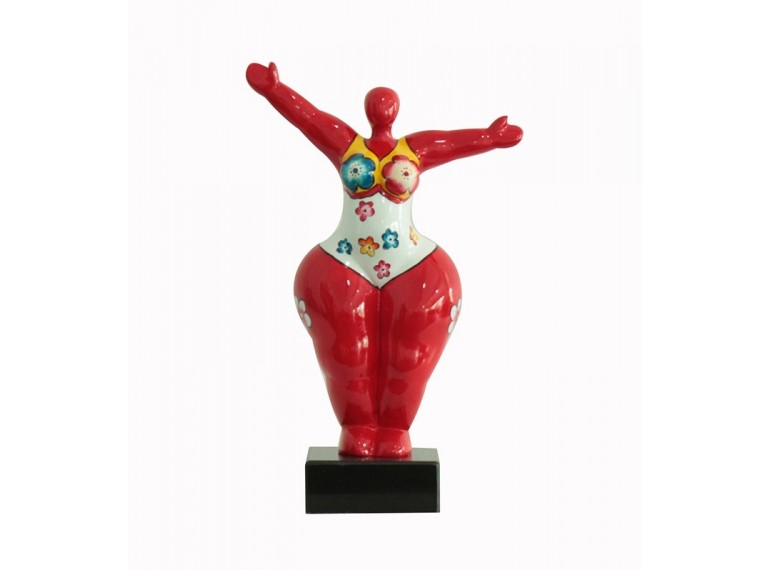 Statuette Femme design rouge H34 cm - RED HOP LADY