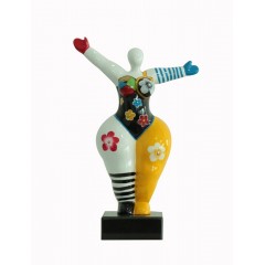 Statuette Femme Bras Levés multicolore H34 cm - LADY FLEURIE