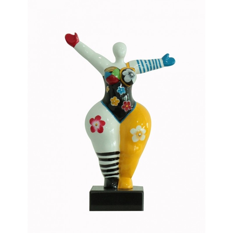 Statuette Femme Bras Levés multicolore H34 cm - LADY FLEURIE