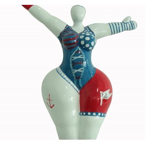 Statuette femme bleu/blanc/rouge H34 cm - zoom  - WOMEN MARINE