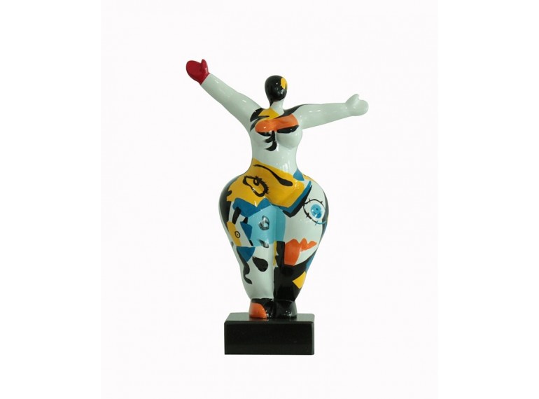 Statuette Femme Bras Levés en Résine multicolore H34 cm - ABSTRACT LADY