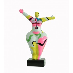 Statuette femme multicolore H34 cm - design contemporain - PINK DONNA