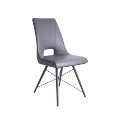 Chaise moderne simili taupe & pieds métal - TOYA