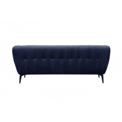 Canapé 2 places velours matelassé design avec pieds métal noir et assise capitonnée bleu marine - vue de dos - NEPTUNE
