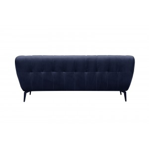 Canapé 2 places velours matelassé design avec pieds métal noir et assise capitonnée bleu marine - vue de dos - NEPTUNE
