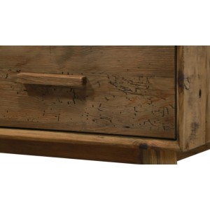 Table basse 1 tiroirs en pin recyclé - Zoom tiroir -  meuble déco montagne rustique - Collection CHALET