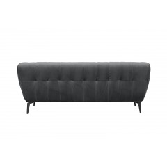 Canapé 2 places velours matelassé design avec pieds métal noir et assise capitonnée gris - vue de dos - NEPTUNE
