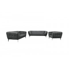 Canapé 2 places velours design avec pieds métal noir et assise capitonnée gris - vue de la collection - NEPTUNE