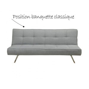 Banquette 3 Places clic-clac convertible lit tissu - Design épuré - Pieds chromés - MARTINI
