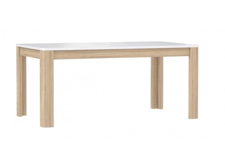 Table extensible Blanc Laqué - Vue de 3/4 - SENSATION