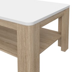 Table basse Blanc Laqué - Chêne - 
 Vue zoom - SENSATION